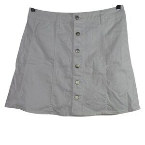 Faded Glory White Button Front A-line Denim Skirt Women Size 10 Back Pockets
